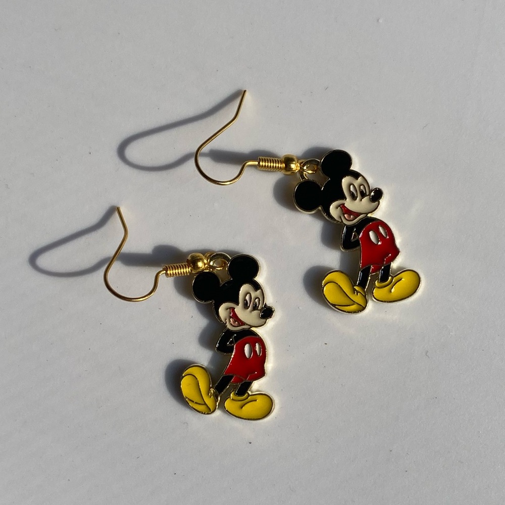 Handmade Disney Mickey Mouse Enamel Earrings | Gold Stainless‎ Steel